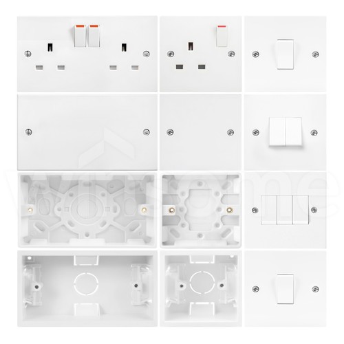Switched plug sockets white - switched,